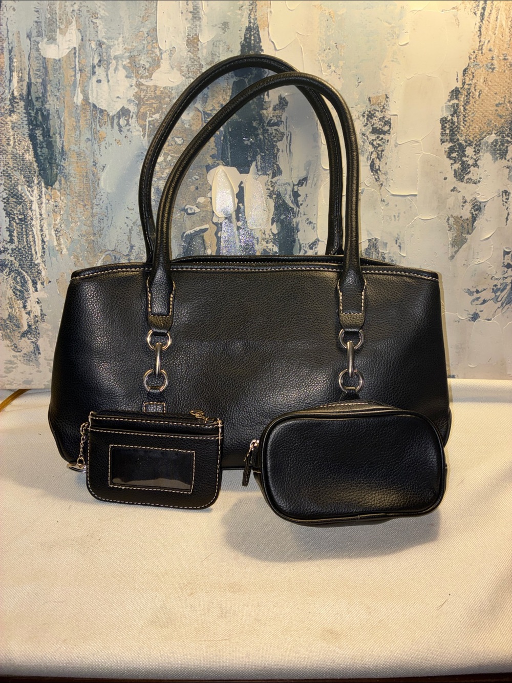 Summer Sale Like NEW Croft & Barrow Black  Tote Coin Pouch /Card Wallet $22